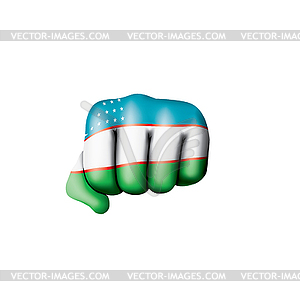 Uzbekistan flag and hand - vector clip art