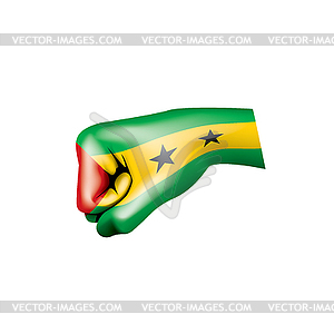 Sao Tome and Principe flag and hand - royalty-free vector image