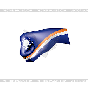 Marshall Islands flag and hand - vector clipart