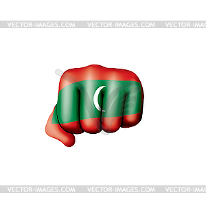 Maldives flag and hand - vector clipart