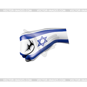 Israel flag and hand - vector clipart