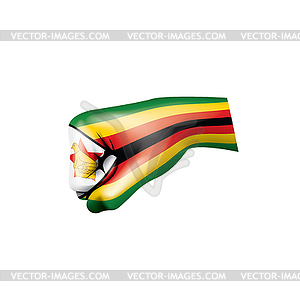 Zimbabwe flag and hand - vector image