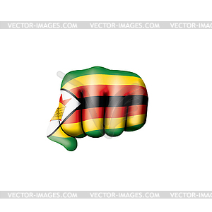 Zimbabwe flag and hand - vector clipart