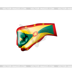 Grenada flag and hand - stock vector clipart