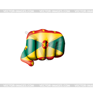 Grenada flag and hand - vector clip art