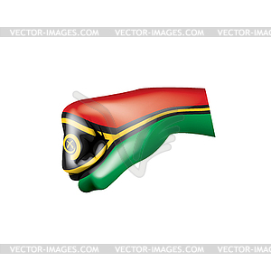 Vanuatu flag and hand - vector clipart