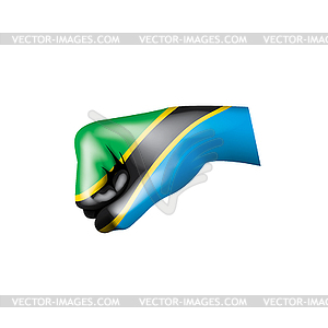 Tanzania flag and hand - vector clipart