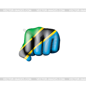 Tanzania flag and hand - vector image