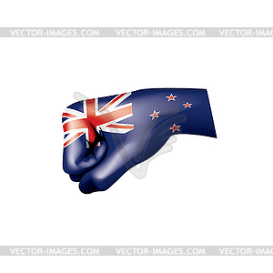 New Zealand flag and hand - vector image