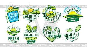 Логотип свежих продуктов фермы - стоковое векторное изображение