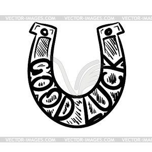 Painted horseshoe mascot - vector image