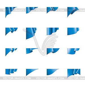 Waving blue flag - vector clipart