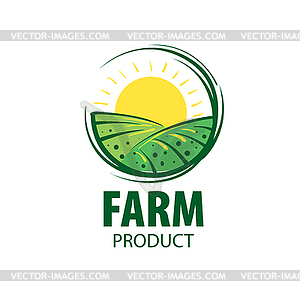 Logo with field for farms - vector image