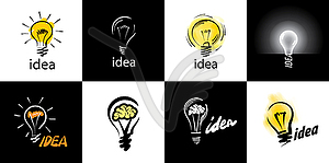 Logo of light bulb with concept ideas - vector image