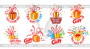 Painted gift in form of boxes - stock vector clipart