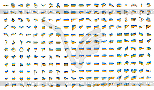 Very big collection of flags of Ukraine - vector image