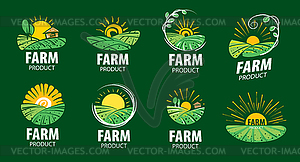 Logo with field for farms - vector clip art