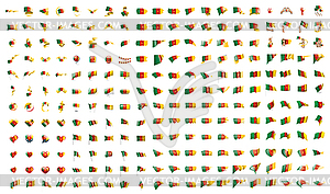Очень большая коллекция флагов Камеруна - рисунок в векторе