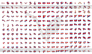 Very big collection of flags of North Korea - vector image