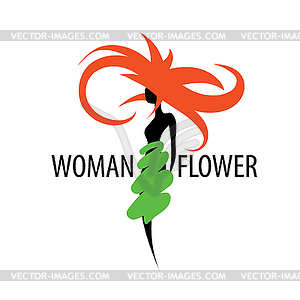 Girl logo in shape of flower - vector clipart