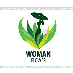 Girl logo in shape of flower - vector clipart