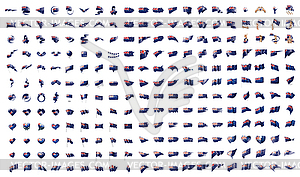 Very big collection of flags of New Zealand - vector clipart