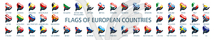 Collection of flags of Europe in form of hearts - vector clipart