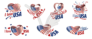 National flag of USA and inscription I love USA - vector clipart