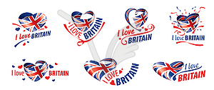 National flag of Britain and inscription I love - vector EPS clipart
