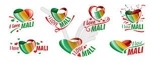 National flag of Mali and inscription I love Mali - vector clipart