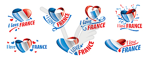 National flag of France and inscription I love - royalty-free vector clipart