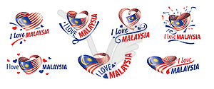 National flag of Malaysia and inscription I love - vector clipart / vector image