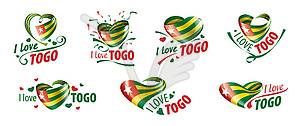 Национальный флаг Того и надпись я люблю Того - клипарт в векторном виде