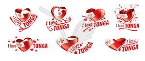 National flag of Tonga and inscription I love Tonga - vector image