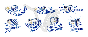 Национальный флаг Уругвая и надпись, которую я люблю - изображение в формате EPS