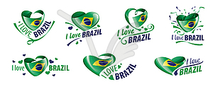 National flag of Brazil in shape of heart and - vector clipart