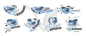 National flag of Botswana in shape of heart and - vector clip art