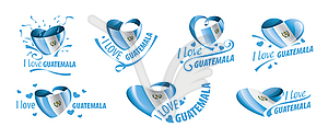 National flag of Guatemala in shape of heart and - vector image