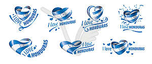 National flag of Honduras in shape of heart and - vector image