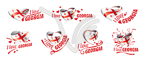 National flag of Georgia in shape of heart and - vector clipart