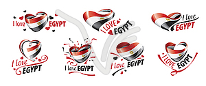 National flag of Egypt in shape of heart and - vector image