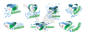 National flag of Djibouti in shape of heart and - vector clipart