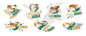 National flag of India in shape of heart and - vector clipart