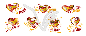 National flag of Spain in shape of heart and - vector clipart