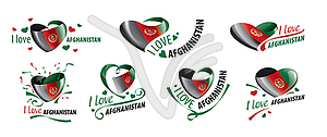 National flag of Afghanistan in shape of heart and - vector clipart