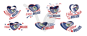 National flag of Belize in shape of heart and - vector clip art