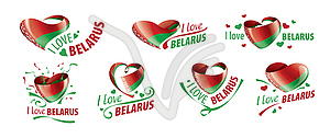 National flag of Belarus in shape of heart and - vector image