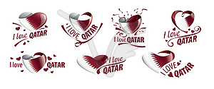 Государственный флаг Катара в форме сердца и - рисунок в векторе