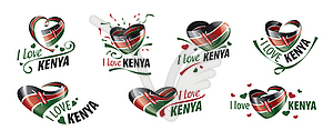 National flag of Kenya in shape of heart and - vector clip art