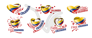 National flag of Colombia in shape of heart and - vector image